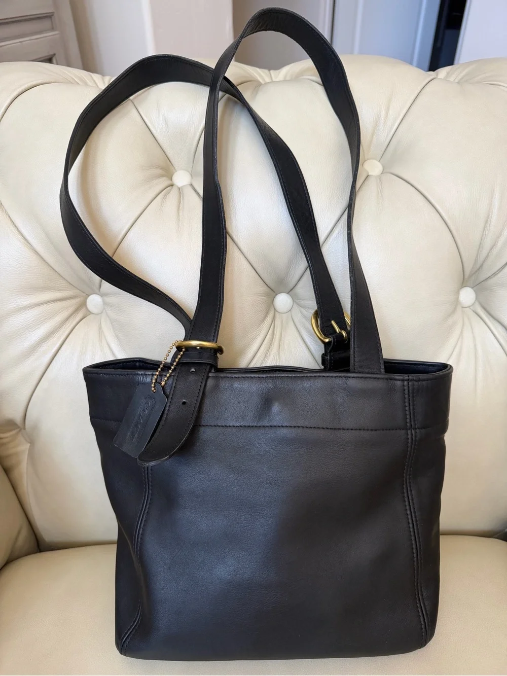 VINTAGE Coach 4157 Black LEATHER Waverly SOHO Shoulder BUCKLE BAG Tote Purse